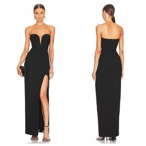 NEW Nicholas Tena Strapless Gown (Sz 10) Deep V Sweetheart Stretch Ponte Black